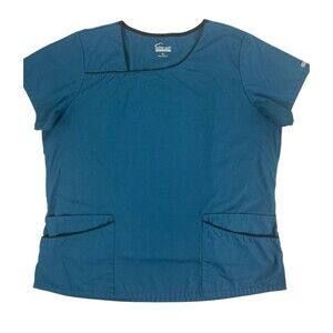 Butter-soft Originals Asymmetrical Neck Teal Scrub Top Health Medical Doctor XL